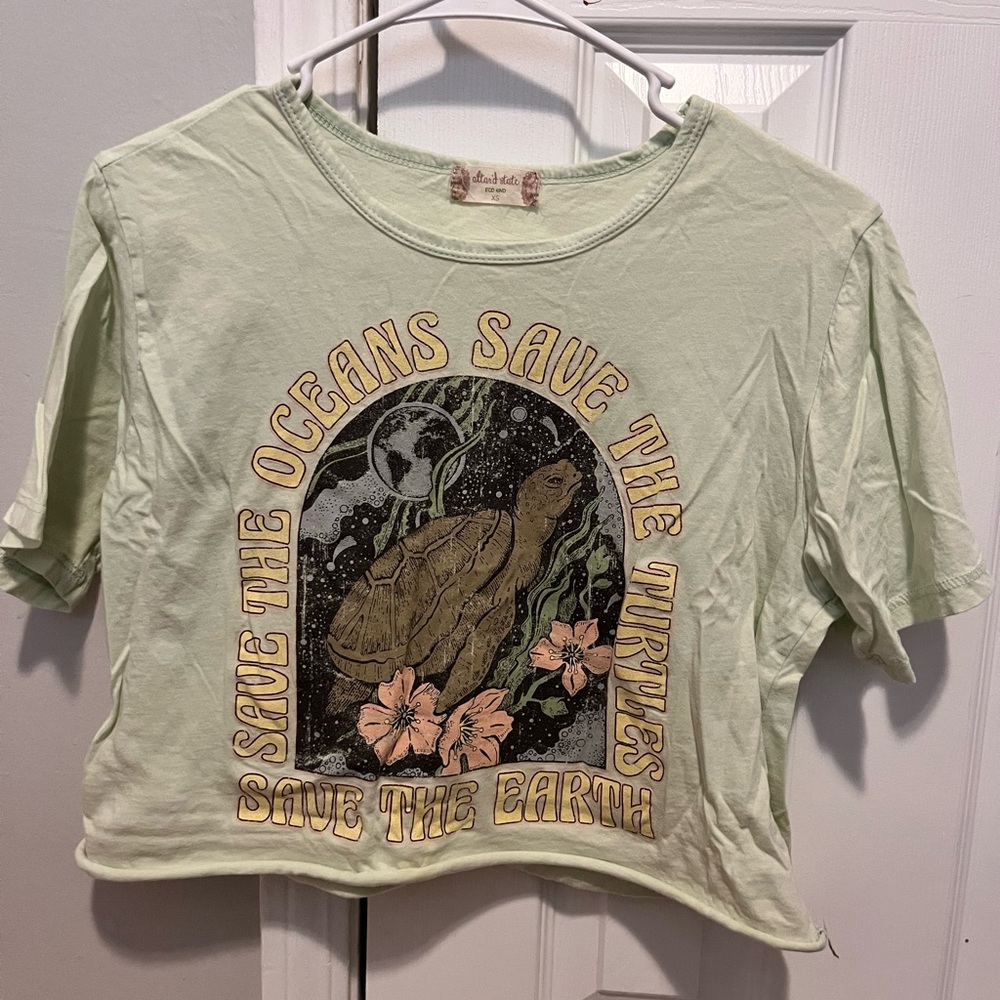 Altar'd State Eco Kind Cropped Tee in Light Green